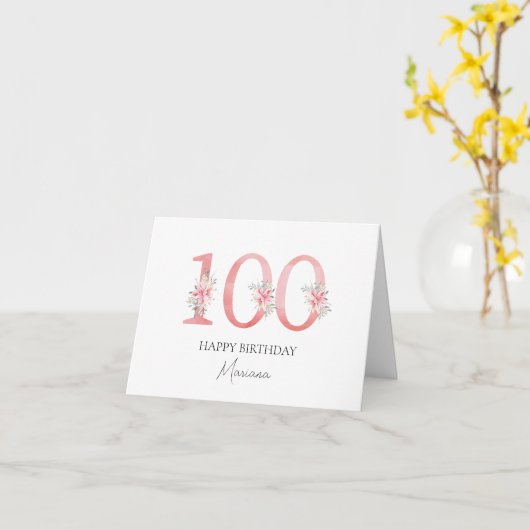 Personalized birthday card 100 kaart (Gele Bloem)