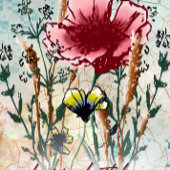 Personalized Birthday Card Mixed Media Wildflower  Kaart