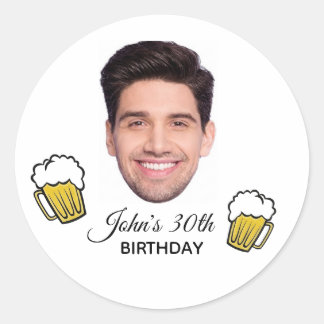 Personalized Birthday Custom Face & Age Tattoo  Ronde Sticker