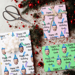 Personalized Birthday Gift Wrap, Custom Age Name Inpakpapier Vel