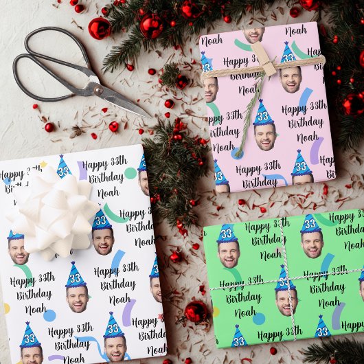 Personalized Birthday Gift Wrap, Custom Age Name  Inpakpapier Vel