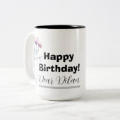 Personalized birthday mug, custom birthday gift tweekleurige koffiemok (Voorkant links)