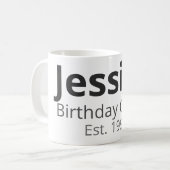 Personalized Birthday Mug – Name, Role & Year Koffiemok (Voorkant links)