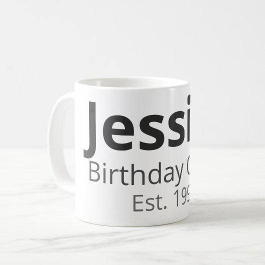 Personalized Birthday Mug – Name, Role & Year Koffiemok (Voorkant links)