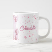 Personalized birthday mug, pink balloons grote koffiekop (Rechts)