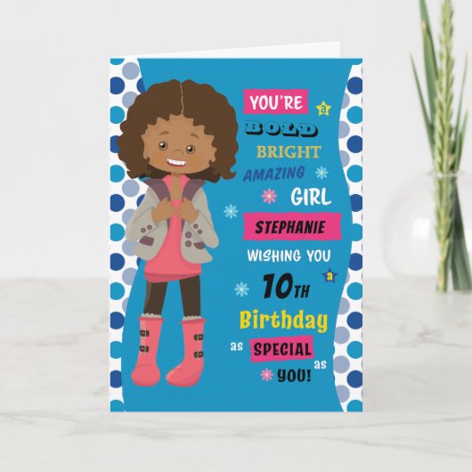 Personalized Birthday - Multicultural Girl Kaart (Voorkant)