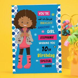Personalized Birthday - Multicultural Girl Kaart