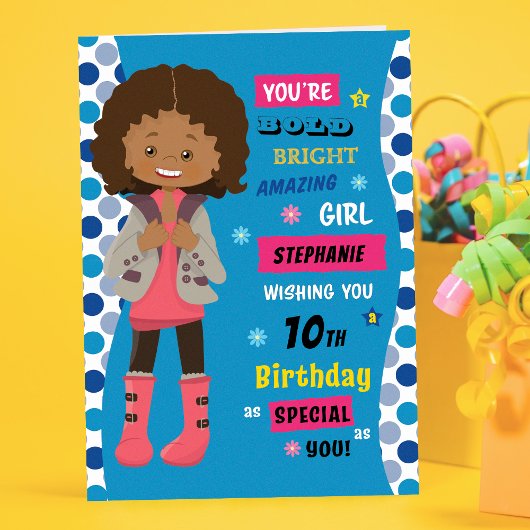 Personalized Birthday - Multicultural Girl Kaart