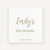 Personalized Birthday Party Guest Book Gold White Notitieboek (Voorkant)