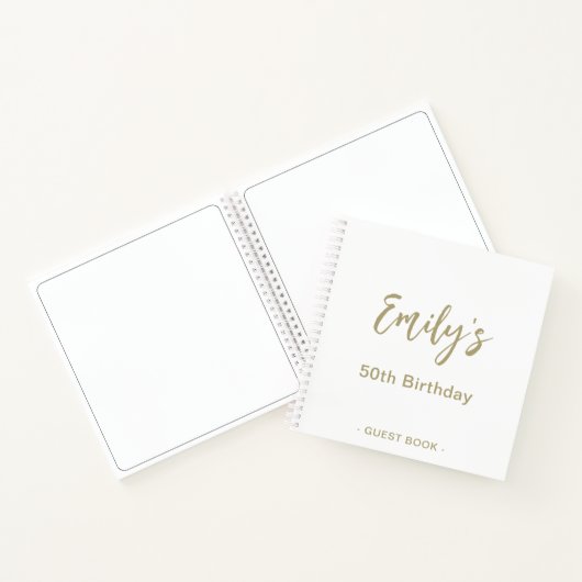 Personalized Birthday Party Guest Book Gold White Notitieboek (Binnen)