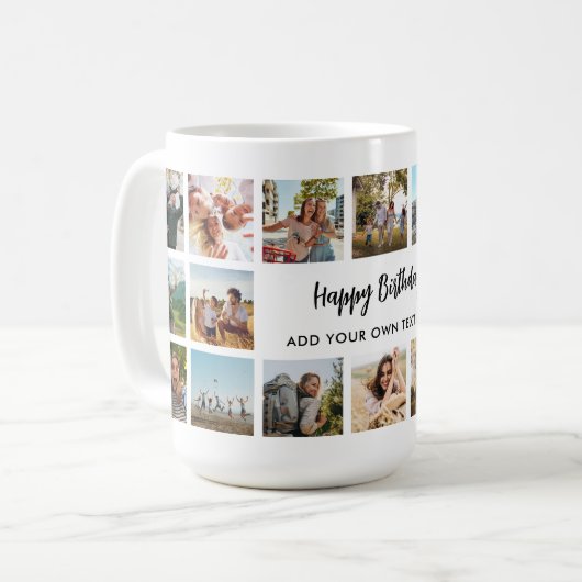 Personalized Birthday Photo Collage Mug Koffiemok (Voorkant links)