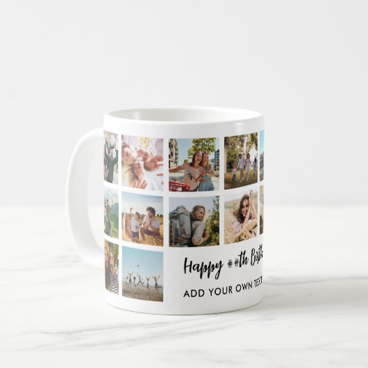 Personalized Birthday Photo Collage Mug Koffiemok (Voorkant links)