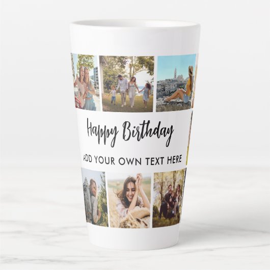 Personalized Birthday Photo Collage Mug Latte Mok (Voorkant)
