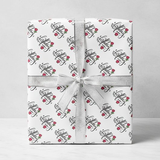 Personalized Birthday Pink Rose Cadeaupapier