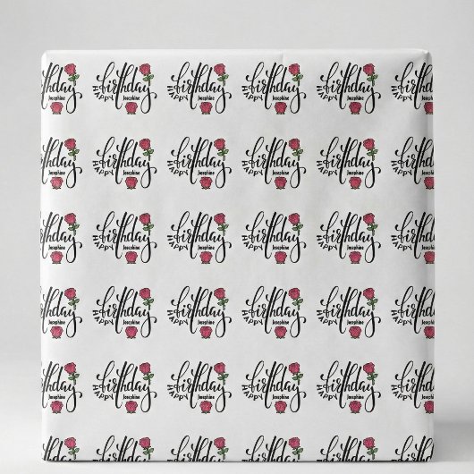 Personalized Birthday Pink Rose  Cadeaupapier