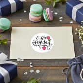 Personalized Birthday Pink Rose  Ronde Sticker