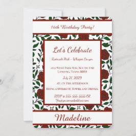 Personalized Birthday Rose Girl Sweet Invitation Kaart