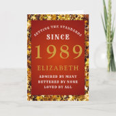 Personalized Birthday Standards 1989 Red Gold Kaart (Voorkant)