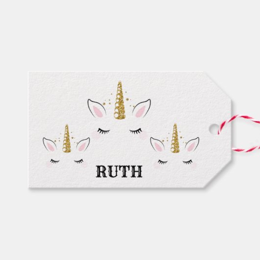 Personalized Birthday Unicorn Glitter Design with  Cadeaulabel (Voorkant (Horizontaal))