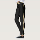 Personalized Black And Beige Stripes Custom Text Leggings (Links)