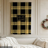 Personalized Black and Gold Winter Throw Blanket Fleece Deken