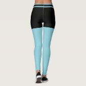 Personalized Black And Robin Egg Blue Stripes Gift Leggings (Achterkant)