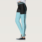 Personalized Black And Robin Egg Blue Stripes Gift Leggings (Links)