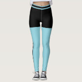 Personalized Black And Robin Egg Blue Stripes Gift Leggings (Voorkant)