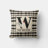 Personalized Black and White Buffalo Plaid Rooster Kussen (Voorkant)