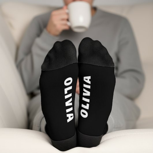 Personalized Black and White Name Socks Sokken