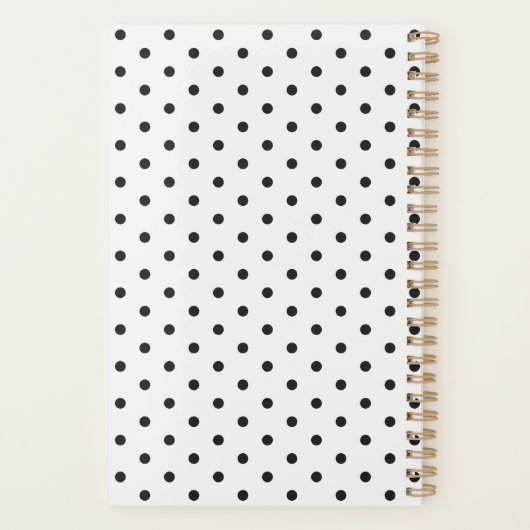 Personalized Black and White Polka Dot Planner (Achterkant)