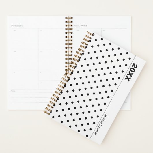 Personalized Black and White Polka Dot Planner (Display)