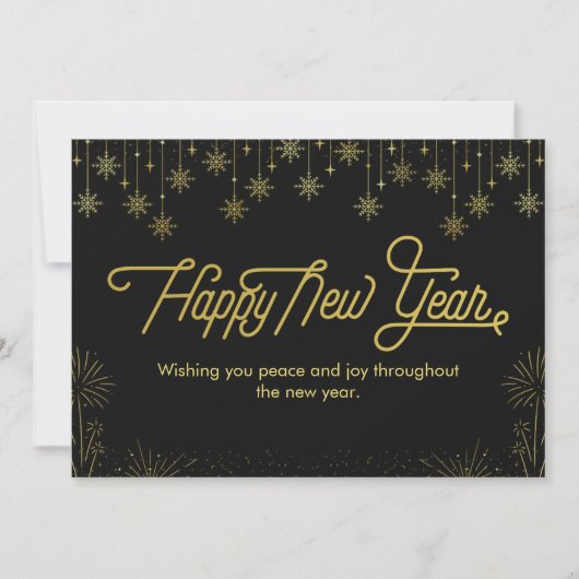 Personalized black and yellow Happy New Year Kaart (Voorkant)