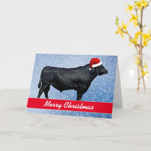 Personalized Black Angus and Snow Kaart (Gele Bloem)