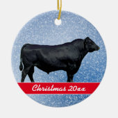 Personalized Black Angus and Snow Keramisch Ornament (Voorkant)