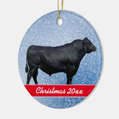 Personalized Black Angus and Snow Keramisch Ornament (Links)