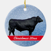 Personalized Black Angus and Snow Keramisch Ornament (Achterkant)