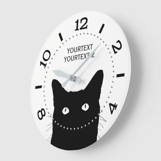 Personalized Black Cat Dial Grote Klok (Hoek)