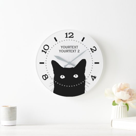 Personalized Black Cat Dial Grote Klok (Huis)