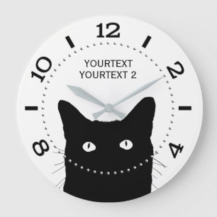 Personalized Black Cat Dial Grote Klok