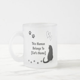Personalized Black Cat Frosted Glass Mug Matglas Koffiemok