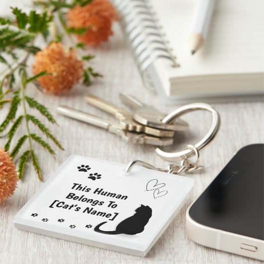 Personalized Black Cat Keychain (Voorkant Rechts)