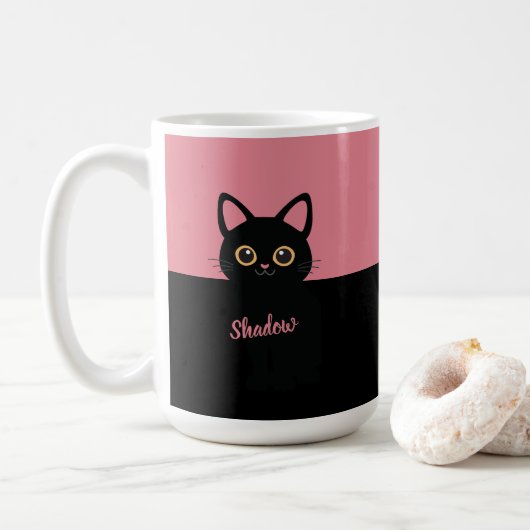 Personalized Black Cat Mug - Gift For Cat lovers Koffiemok (Met donut)