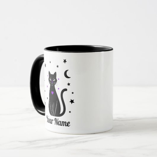 Personalized Black Cat mug Mok (Voorkant links)