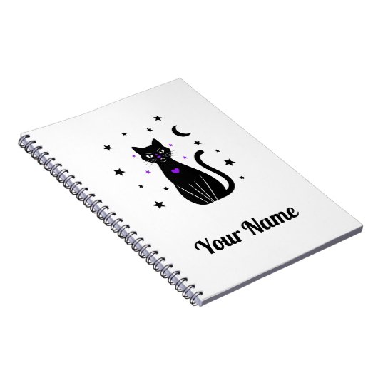 Personalized Black Cat Notebook Notitieboek (Rechterzijde)