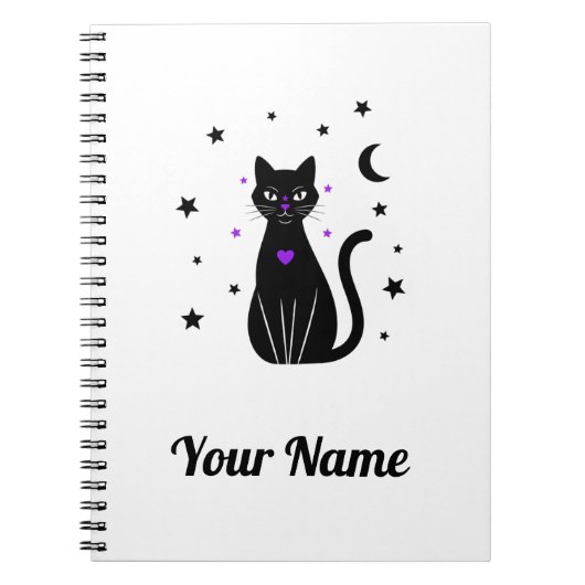 Personalized Black Cat Notebook Notitieboek (Voorkant)