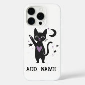 Personalized Black Cat Phone Case w/ Stars & Moon (Achterkant)