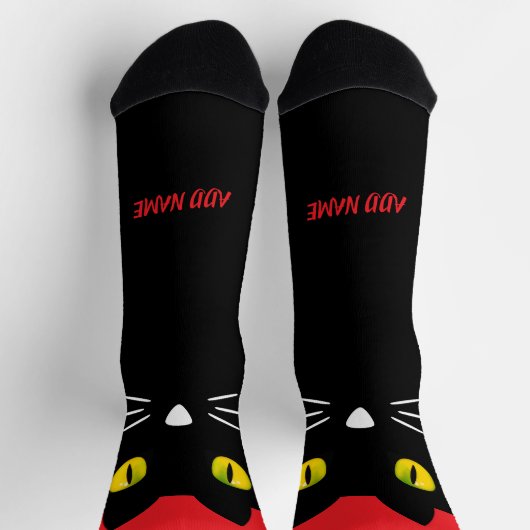 Personalized Black Cat Socks - Cats Custom Gift  Sokken (Top)
