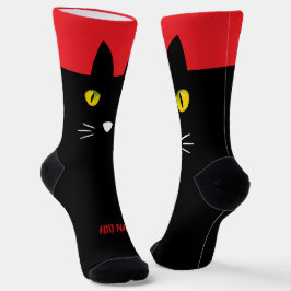 Personalized Black Cat Socks - Cats Custom Gift  Sokken