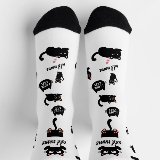 Personalized Black Cat Socks - Custom Cat Lover Gi Sokken (Top)